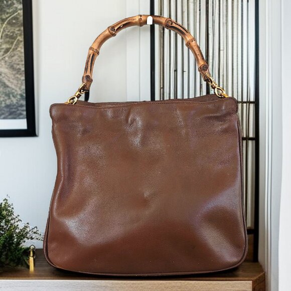 Gucci Handbags - GUCCI Leather Bamboo Handle Bag